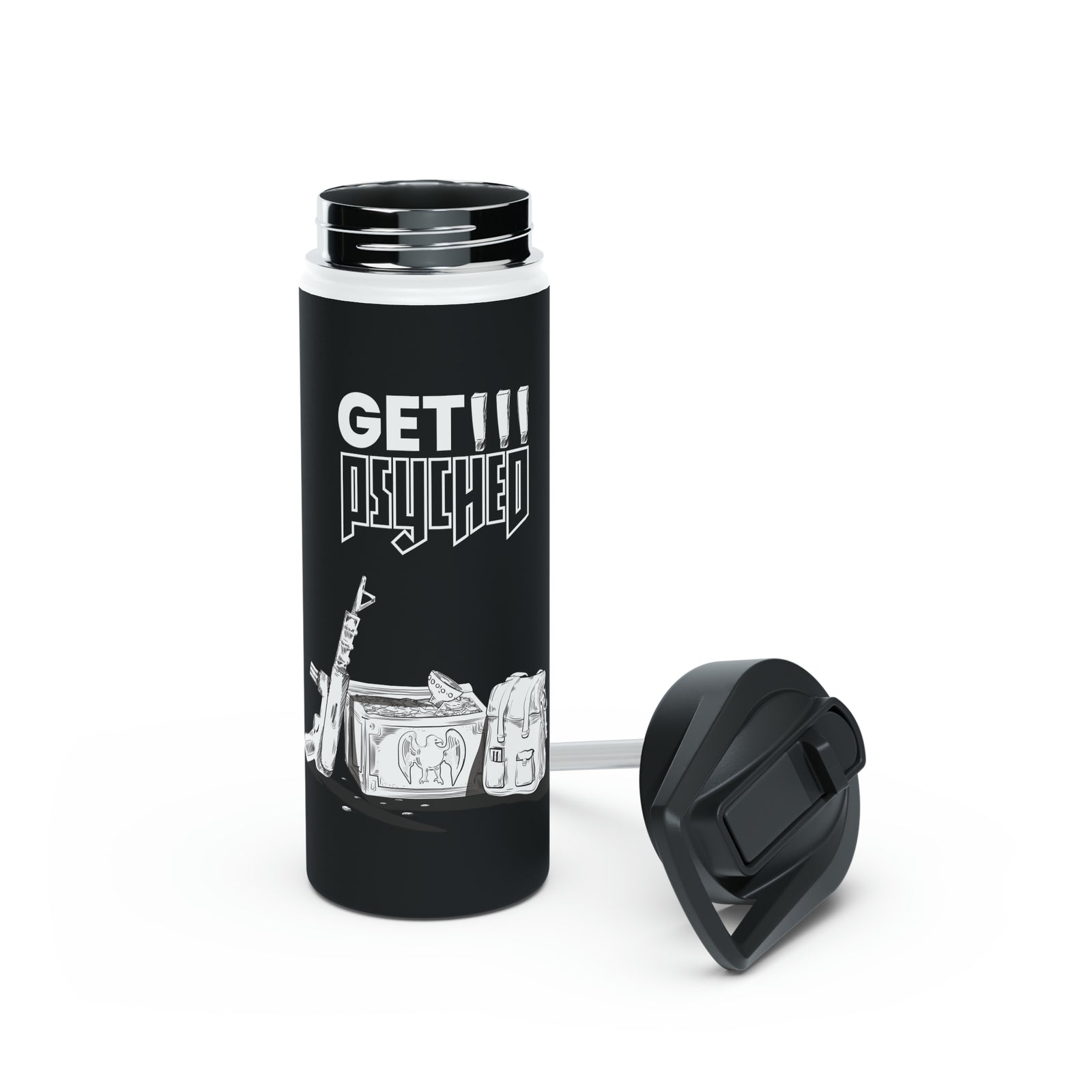 Wolfenstein 3D - Get Psyched - Stainless Steel Water Bottle